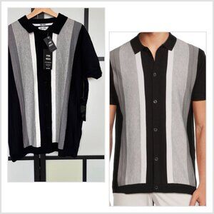 Spring & Mercer Men's Short Sleeve Polo Sweater Striped (FITS LIKE A XL) Preppy